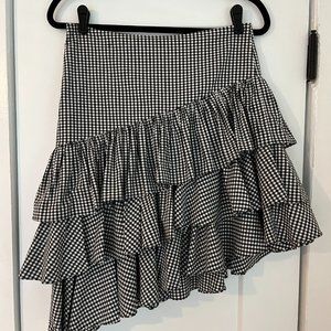 Intermix Asymmetrical Gingham Ruffle Skirt